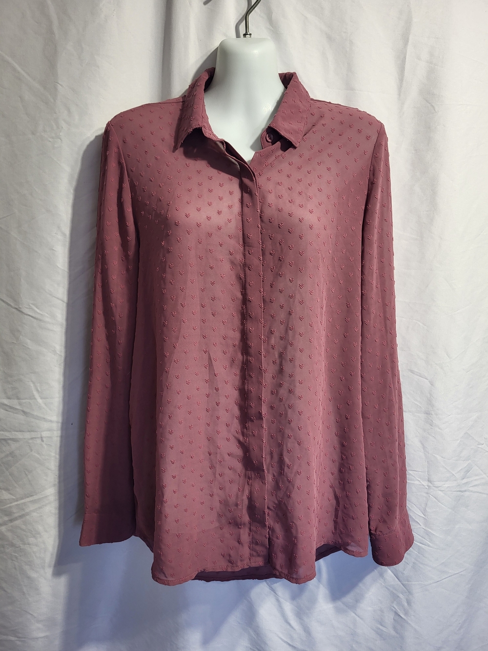 Reitmans Mauve Button-Down Blouse, Size Small